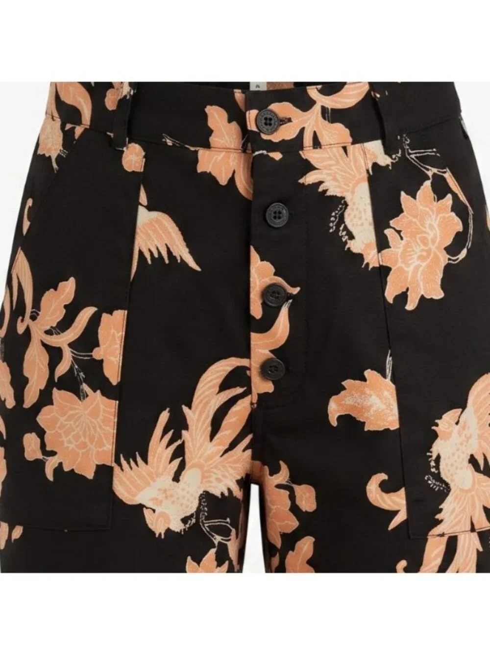 Scotch & Soda Maison Scotch Womens Floral Cargo Capri Pants Black Peach M EUC